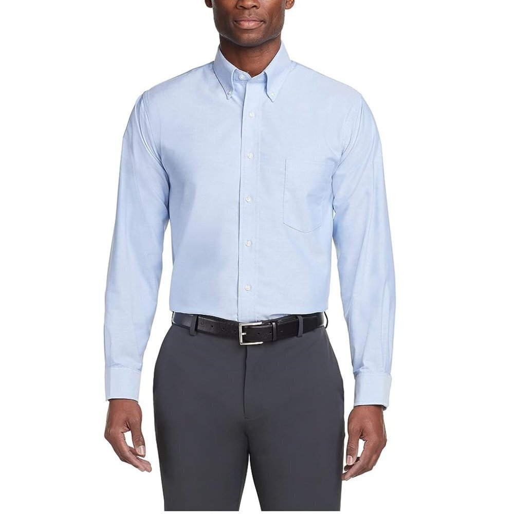 Van Heusen Men's Dress Shirt Regular Fit Oxford Blue 15/32-33